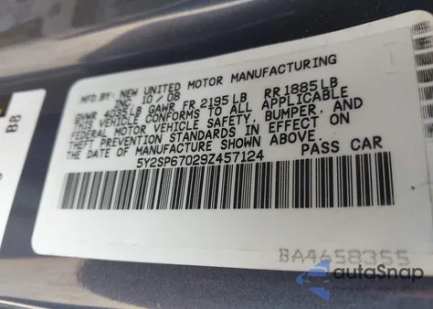 2009 Pontiac Vibe z USA, uszkodzony, nr VIN 5Y2SP67029Z457124